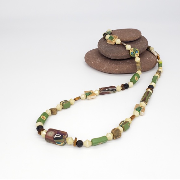 Boho 💥 Handmade beads on a handmade bead Necklace - Picture 4 of 8